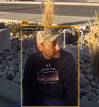 Body camera screenshot showing Glancing detection